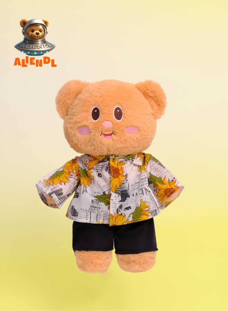ALIENDL Happy Bear – Plush Bear Stuffed Animal Toy for Baby Kids, Soft Cute Bear Outfit Doll Gift Set with Removable Clothes & Pouch, Perfect Gift for Kids, Girls, Friends & Couples - Image 2