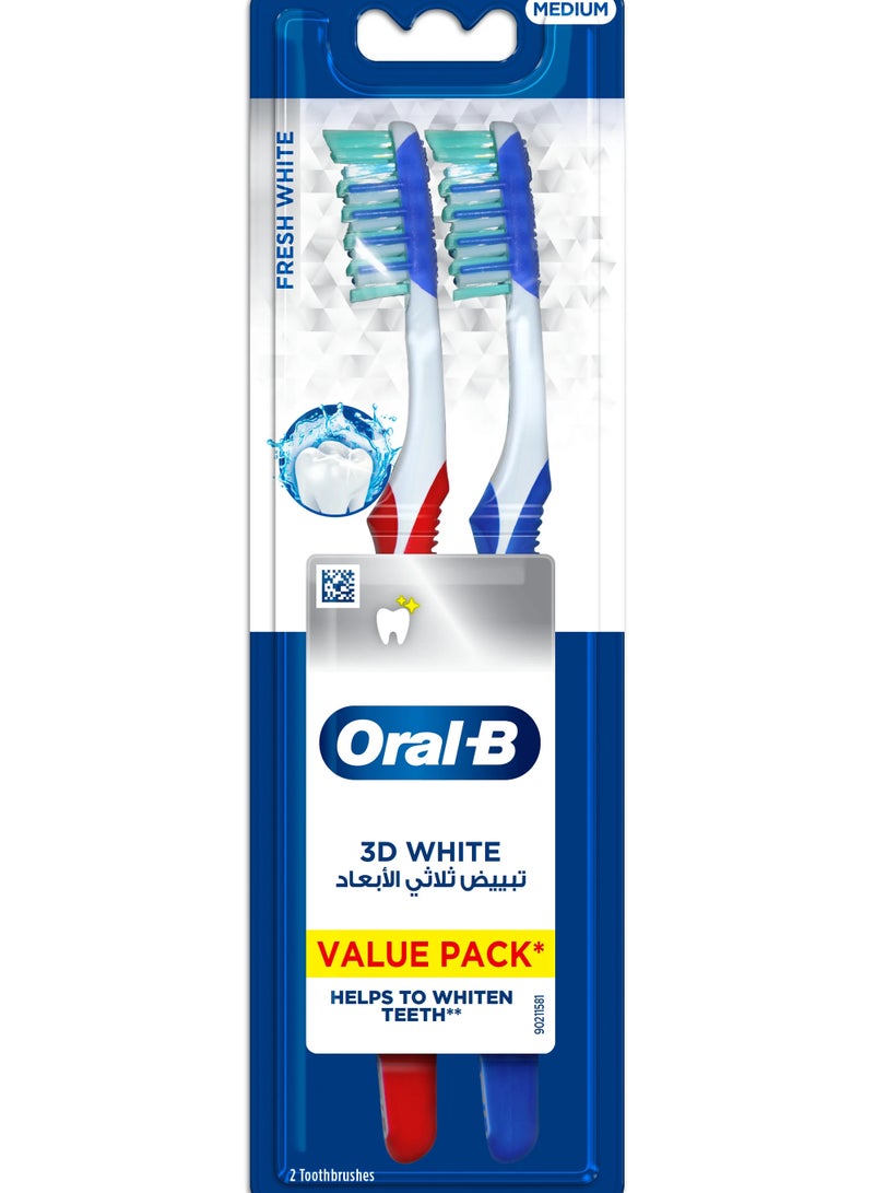 Oral-B 3D White Fresh Manual Toothbrush 40 Medium-Pack of 2