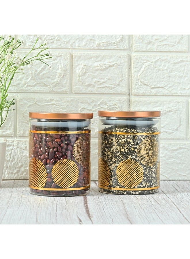 Femora Femora Borosilicate Round Glass Jars for Kitchen| Kitchen Storage Jars| Stainless Steel Airtight Lids | 1 Year Warranty| Airtight| Jars for Snacks, Fry Food, Masala, Spice, Cookies| 750ml | Set of 2 - Image 1