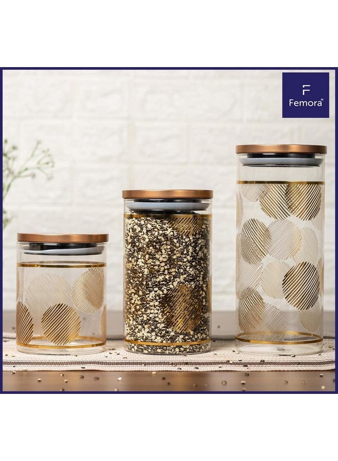 Femora Femora Borosilicate Round Glass Jars for Kitchen| Kitchen Storage Jars| Stainless Steel Airtight Lids | 1 Year Warranty| Airtight| Jars for Snacks, Fry Food, Masala, Spice, Cookies| 750ml | Set of 2 - Image 2
