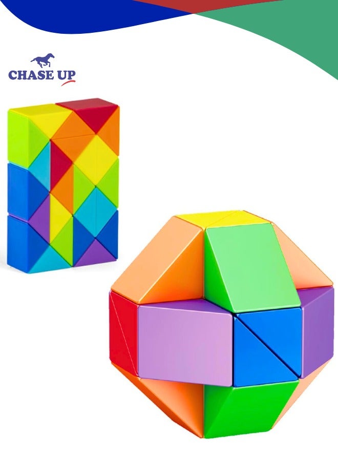 Chase Up Magic Ruler Fidget Snake Cube Twist Puzzle Magic Snake Sensory Toys Collection Brain Teaser, Dice Fidget Toys for Kids Adults Teens(24 Sections: 42cm) - Image 1