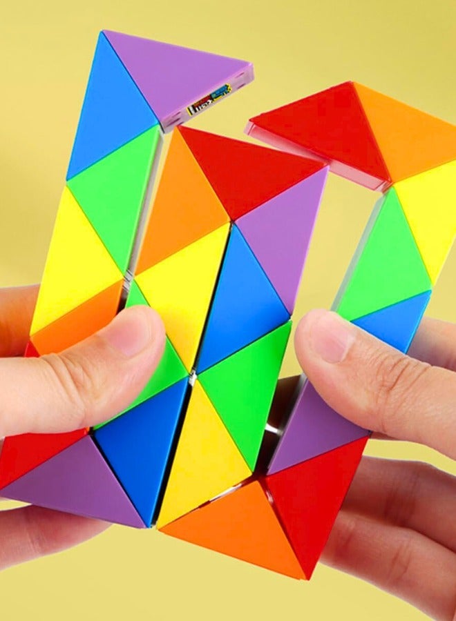 Chase Up Magic Ruler Fidget Snake Cube Twist Puzzle Magic Snake Sensory Toys Collection Brain Teaser, Dice Fidget Toys for Kids Adults Teens(24 Sections: 42cm) - Image 2