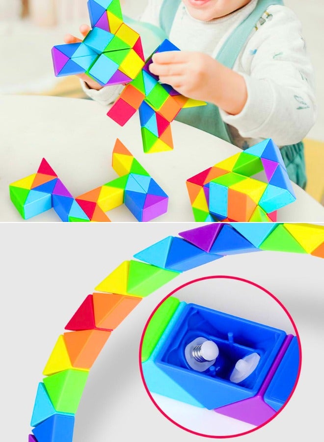 Chase Up Magic Ruler Fidget Snake Cube Twist Puzzle Magic Snake Sensory Toys Collection Brain Teaser, Dice Fidget Toys for Kids Adults Teens(24 Sections: 42cm) - Image 3