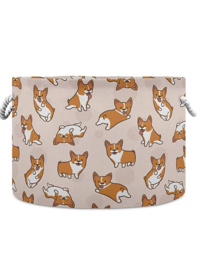 visesunny Storage Basket Corgi Dog Cartoon Animal Nursery Hamper Canvas Fabric Toy Storage Organizer Bin Waterproof Storage Box Laundry Basket for Kid Rooms,Playroom,Shelves,Toy Basket,Gift Basket - Image 1