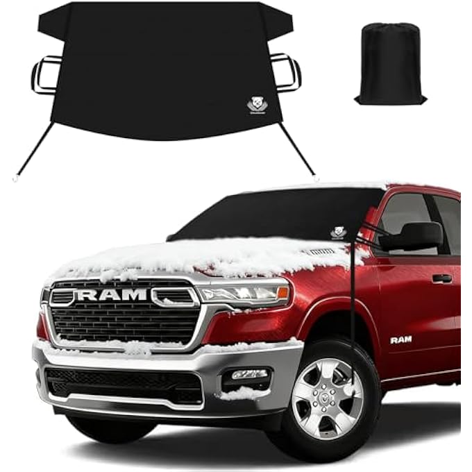 rayihni Winter Windshield Covers for Cars,Trucks, SUV,Heavy Duty 600D Oxford Fabric Frost Hails Windshield Protector Window Blanket,Car Windshield Cover for Ice and Snow Accessoires, Black,75/60Wx44D Inch - Image 2