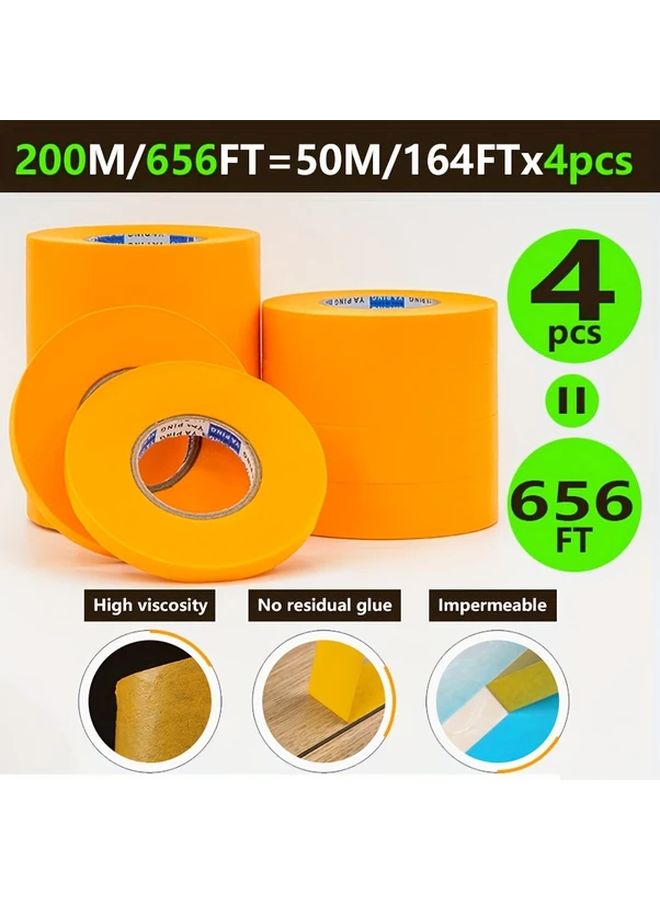 0.71in 164ft Extra Long High Tack No Residue Masking Tape 4pcs Home DIY Wall Painting - Image 4
