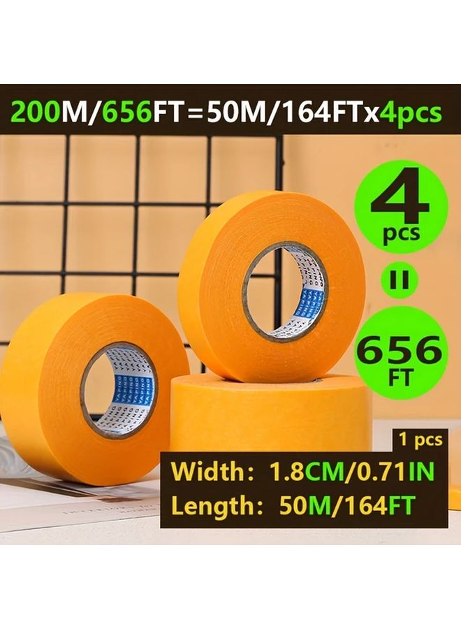 0.71in 164ft Extra Long High Tack No Residue Masking Tape 4pcs Home DIY Wall Painting - Image 3