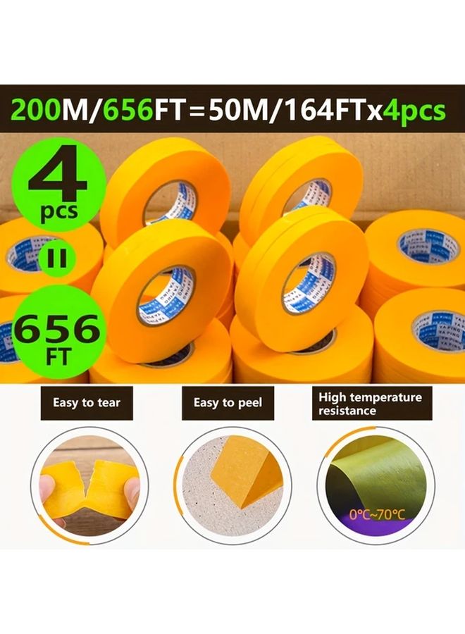 0.71in 164ft Extra Long High Tack No Residue Masking Tape 4pcs Home DIY Wall Painting - Image 5