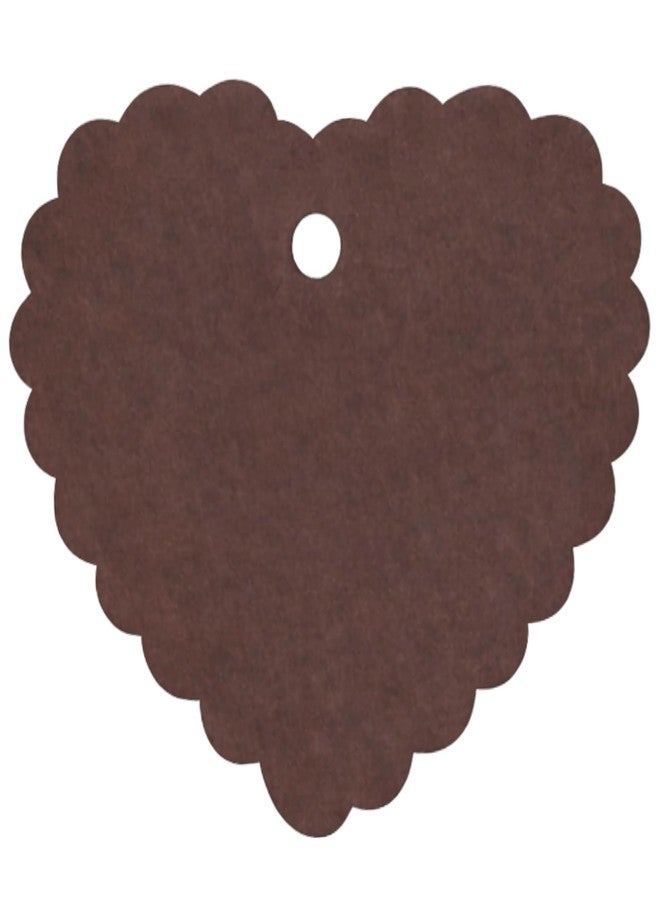 CVANU Heart Shape Smooth Finish Blank Color Paper Gift Tags (100pcs) Finish Cut Hole Hanging with Jute Rope for DIY Crafts| Message Note| Labeling & Writable (2.16x2.36in) Brown - Image 3