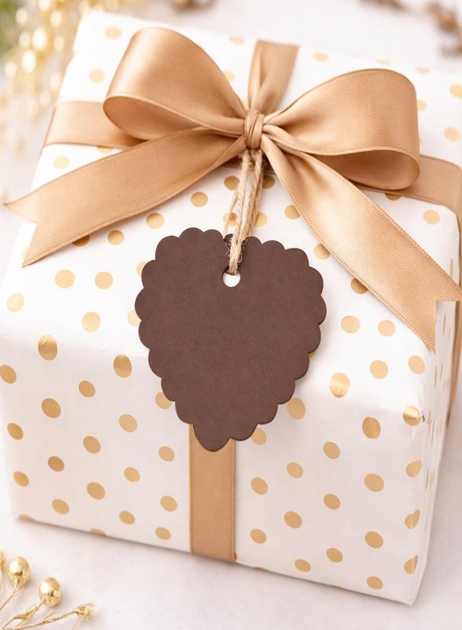 CVANU Heart Shape Smooth Finish Blank Color Paper Gift Tags (100pcs) Finish Cut Hole Hanging with Jute Rope for DIY Crafts| Message Note| Labeling & Writable (2.16x2.36in) Brown - Image 2