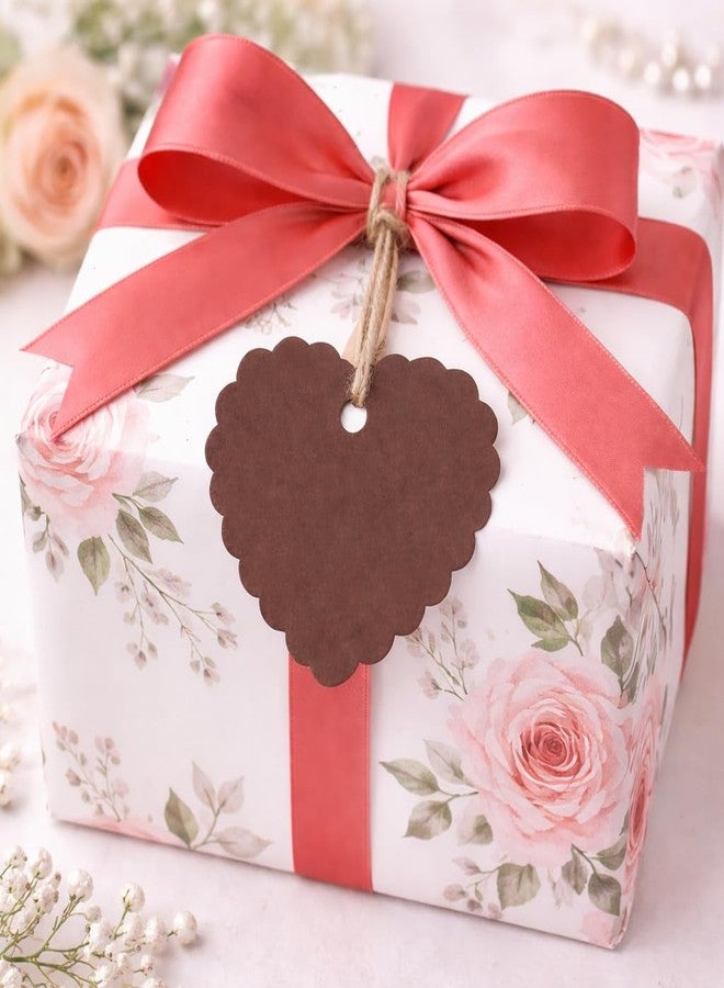 CVANU Heart Shape Smooth Finish Blank Color Paper Gift Tags (100pcs) Finish Cut Hole Hanging with Jute Rope for DIY Crafts| Message Note| Labeling & Writable (2.16x2.36in) Brown - Image 5