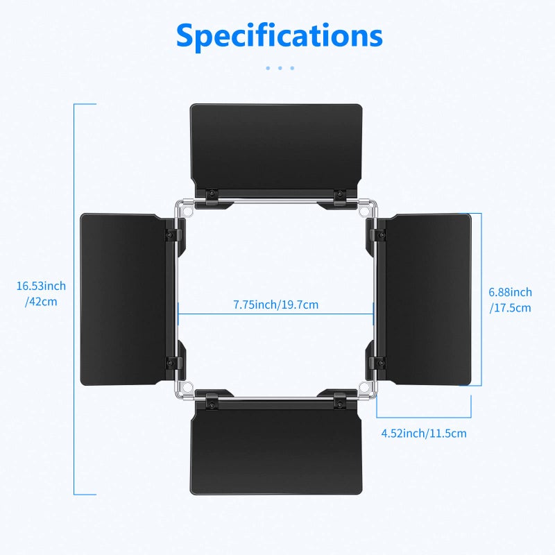 Neewer Professional LED Video Light Barn Door for Neewer 480 LED Light Panel 4.5x6.9 Inches/11.5x17.5 cm, Solid Metal Construction (Only Barndoor Included) - Image 5