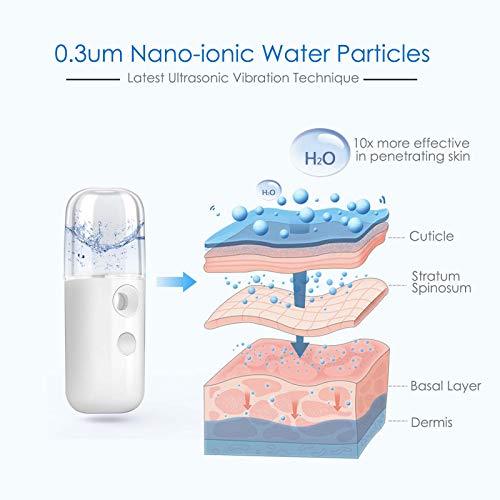 GIVERARE Nano Facial Steamer, Handy Mini Mister, USB Rechargeable Mist Sprayer, 30ml Visual Water Tank Moisturizing&Hydrating for Face, Daily Makeup, Skin Care, Eyelash Extensions-White - Image 2