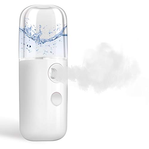 GIVERARE Nano Facial Steamer, Handy Mini Mister, USB Rechargeable Mist Sprayer, 30ml Visual Water Tank Moisturizing&Hydrating for Face, Daily Makeup, Skin Care, Eyelash Extensions-White - Image 1