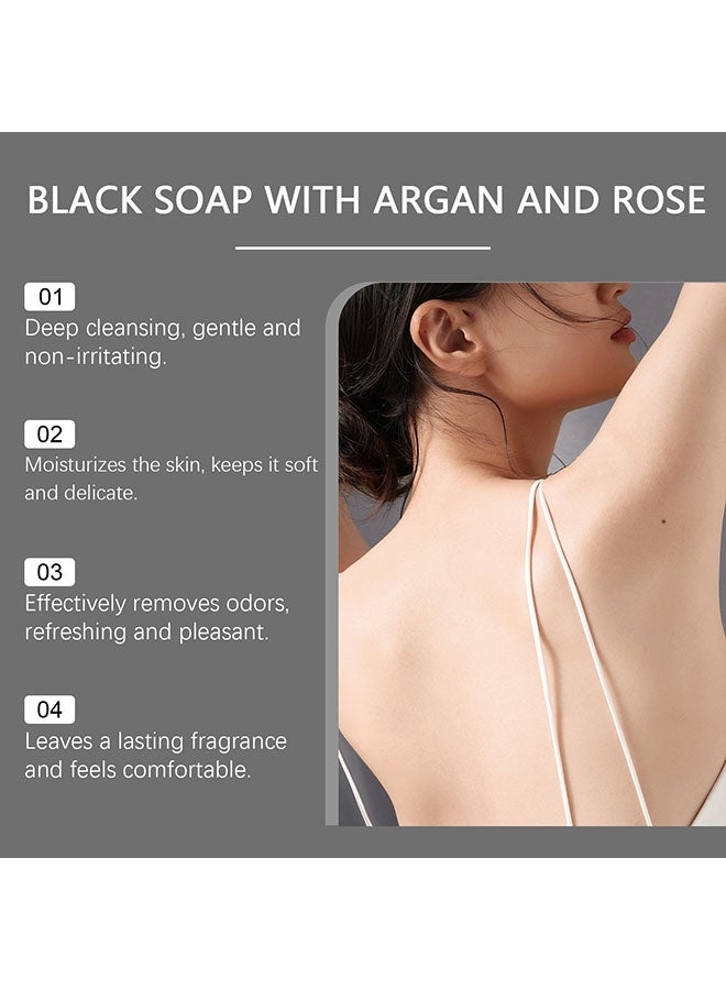 OceAura Black Soap with Argan and Rose 200g, Body Exfoliator Scrub, Soften The Skin, Soap for Bath, Spa and Hammam, Morocco Black Beldi Soap, Cleansers Natural Ingredients, Skin Care - Image 4