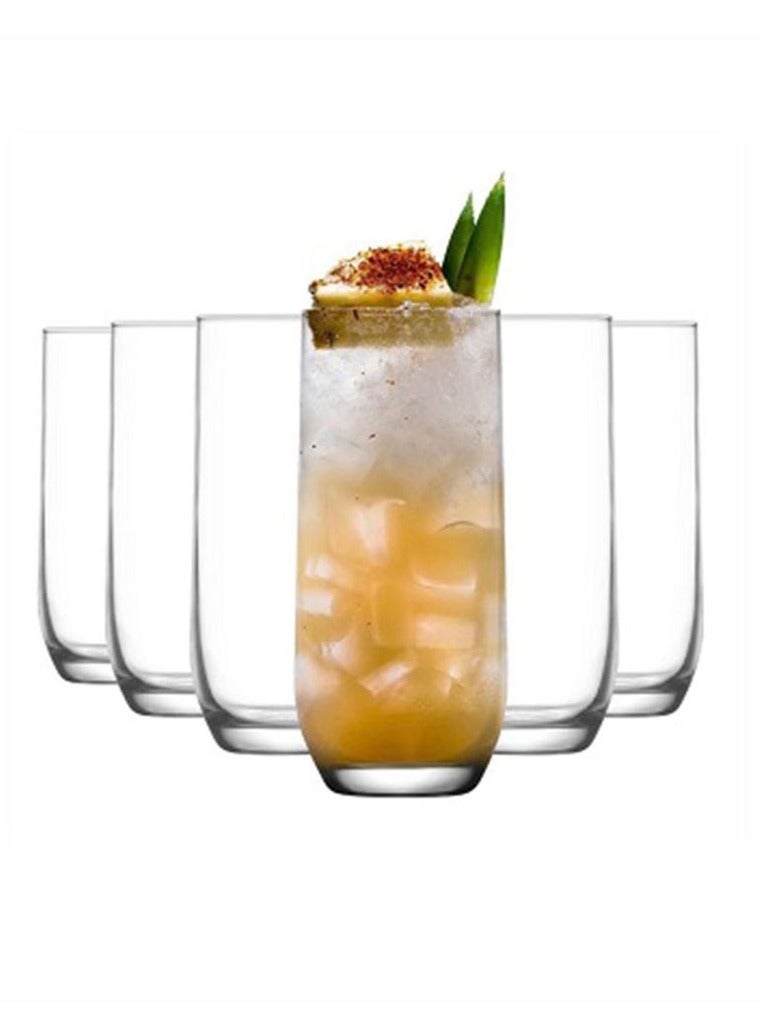 LAV 6 Pieces Sude Long Drink Tumbler Set 315 Ml - Clear - Image 4