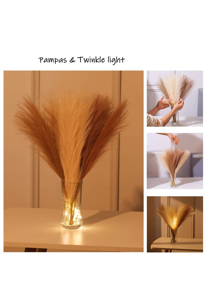 KASTWAVE Pampas Artificial, Pampas Grass Decor Tall, Faux Pompous Grass Branches Small 17",6 Pcs Dried Pompus for Vase Filler Large Pompas Floral,Fake Artificial Plant Decor  - Image 4
