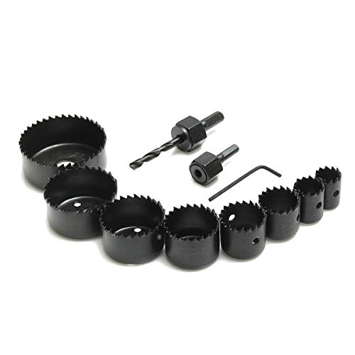 Mawson 11Pcs Hole Saw Cutting Set Kit Drilling Tool Wood Metal Cutter Mandrels Saws Core Drill Bits Woodworking (Set of 1, Material-Metal, Color-Multi) - Image 1