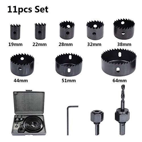 Mawson 11Pcs Hole Saw Cutting Set Kit Drilling Tool Wood Metal Cutter Mandrels Saws Core Drill Bits Woodworking (Set of 1, Material-Metal, Color-Multi) - Image 2