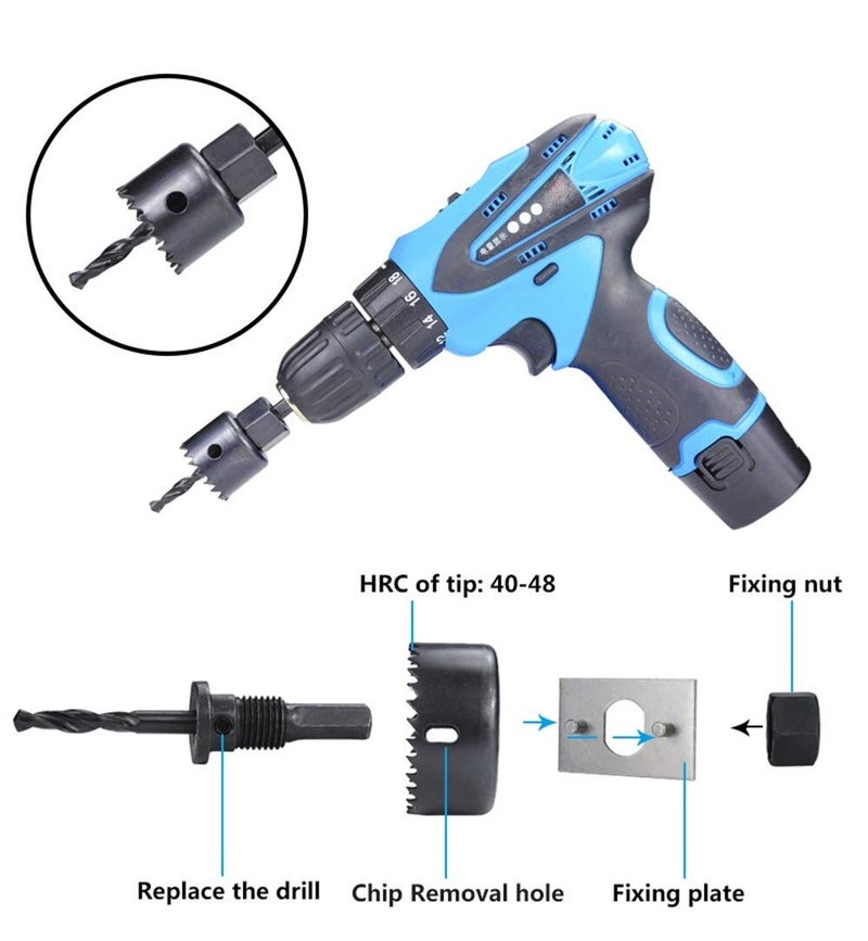 Mawson 11Pcs Hole Saw Cutting Set Kit Drilling Tool Wood Metal Cutter Mandrels Saws Core Drill Bits Woodworking (Set of 1, Material-Metal, Color-Multi) - Image 5