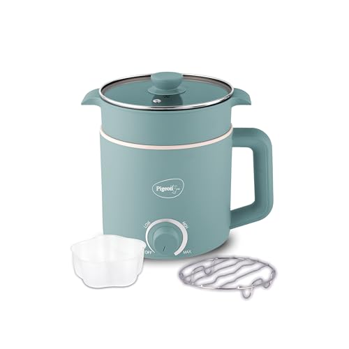 Pigeon By Stovekraft Swift Plus Multi-Cook Kettle 1.5L, With Steamer, Egg Rack - Blue | Double Layered | Food Grade Stainless Steel Inner Wall | Glass Lid | Auto Shut-Off, 600 Watts - Image 2