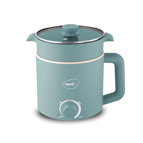 Pigeon By Stovekraft Swift Plus Multi-Cook Kettle 1.5L, With Steamer, Egg Rack - Blue | Double Layered | Food Grade Stainless Steel Inner Wall | Glass Lid | Auto Shut-Off, 600 Watts - Image 1