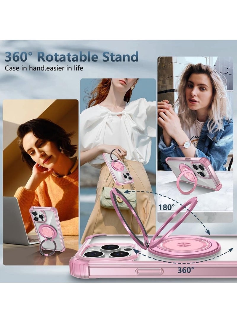 general Clear Case for iPhone 16 Pro Max (2024),Magnetic Phone Case with 360° Rotating Ring Bracket,Compatible with Car Mount & Wireless Charging,Anti-fall Shockproof Protective Cover - Image 2