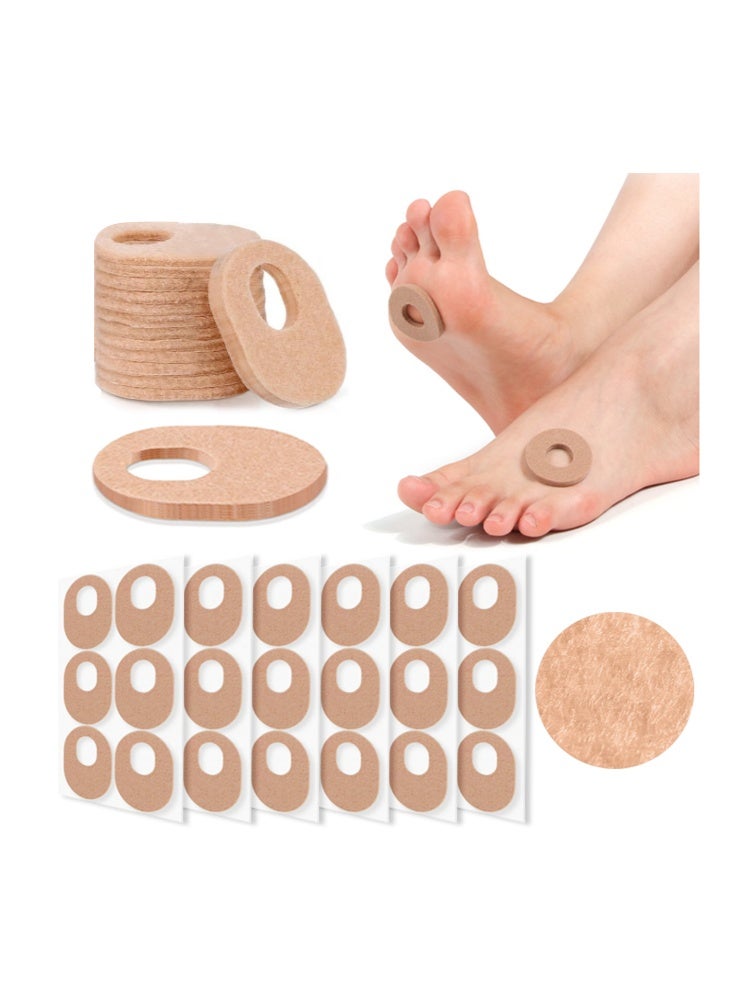 JUE FISH 24 Pcs Callus Pads Soft Felt Callus Oval Shape Corn Pads for Bottom of Foot Adhesive Foot Corn Cushion for Men and Women Feet Toes Heel Pain Relief (Nude) - Image 1