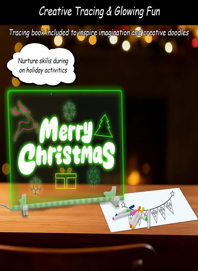 DOBVDLA LED Note Board with 7 Colors, 13.7"X10" Led Drawing Board for Kids, Light Up Acrylic Dry Erase Writing Board with 7 Markers, Soft Cloth, Hanging Chain, Christmas & Birthday Gift for Kid Girl - Image 4