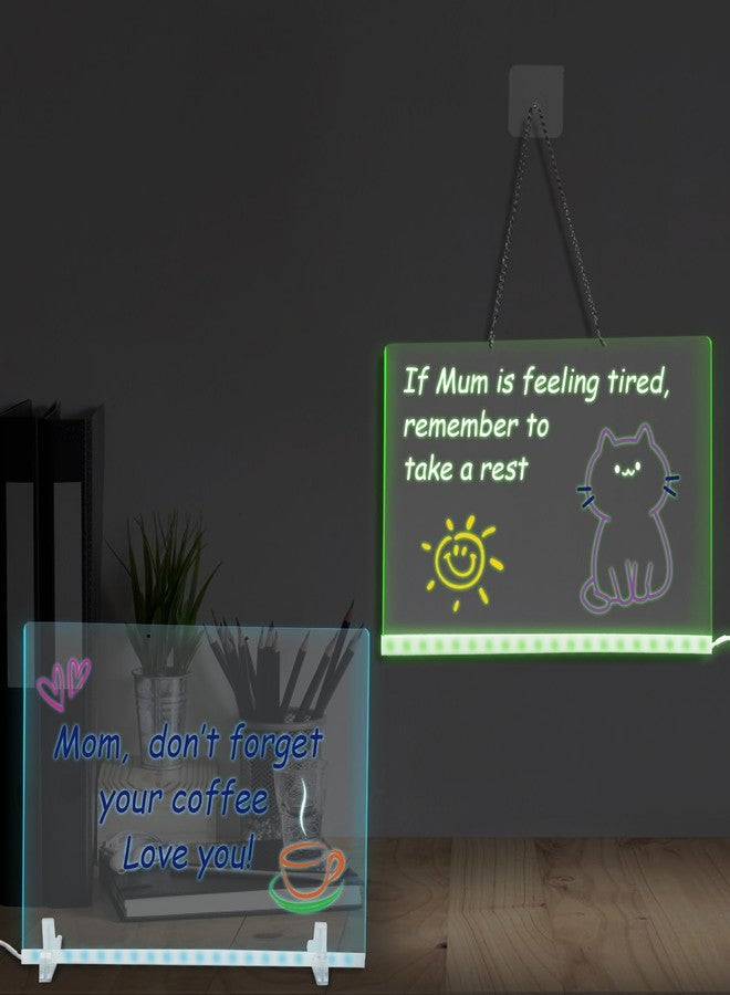 DOBVDLA LED Note Board with 7 Colors, 13.7"X10" Led Drawing Board for Kids, Light Up Acrylic Dry Erase Writing Board with 7 Markers, Soft Cloth, Hanging Chain, Christmas & Birthday Gift for Kid Girl - Image 5