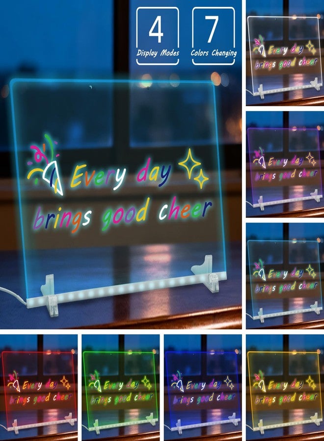 DOBVDLA LED Note Board with 7 Colors, 13.7"X10" Led Drawing Board for Kids, Light Up Acrylic Dry Erase Writing Board with 7 Markers, Soft Cloth, Hanging Chain, Christmas & Birthday Gift for Kid Girl - Image 2