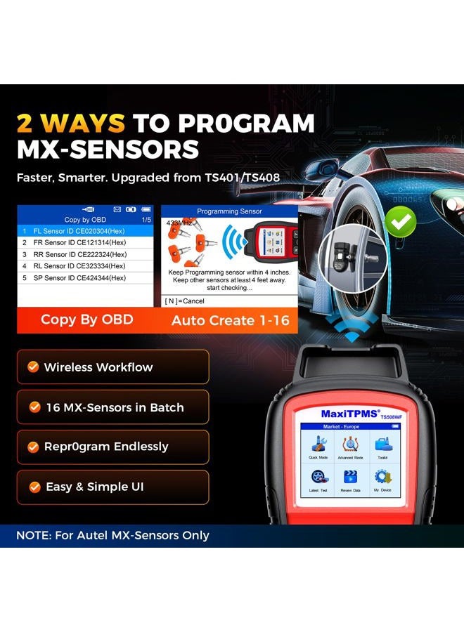 Autel Maxitpms Ts508Wf Tpms Tool, 2026 Enhanced Wi-Fi Ver. Of Ts508 Ts501 Pro Ts408S Ts601, Mx-Sensor Progamming Diagnosis/Reset Relearn Read/Clear Dtcs - Image 4