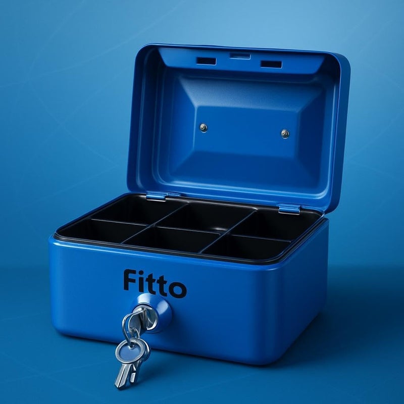 Fitto Deposit Box 9x12.5cm Blue – Secure Storage for Documents and Valuables - Image 3