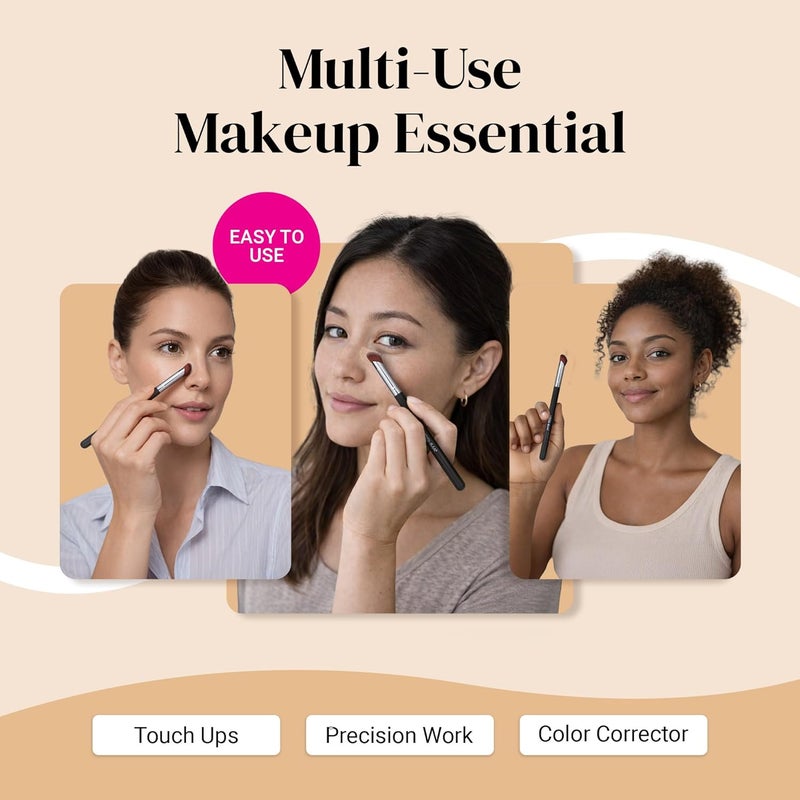 Keshima Mini Concealer Brush by , for Under Eye, Nose & Precision Touch-Ups ; Seamless Blending, Streak-Free Finish with Soft Dense Bristles for Liquid, Cream & Powder ; Vegan & Cruelty-Free - Image 5