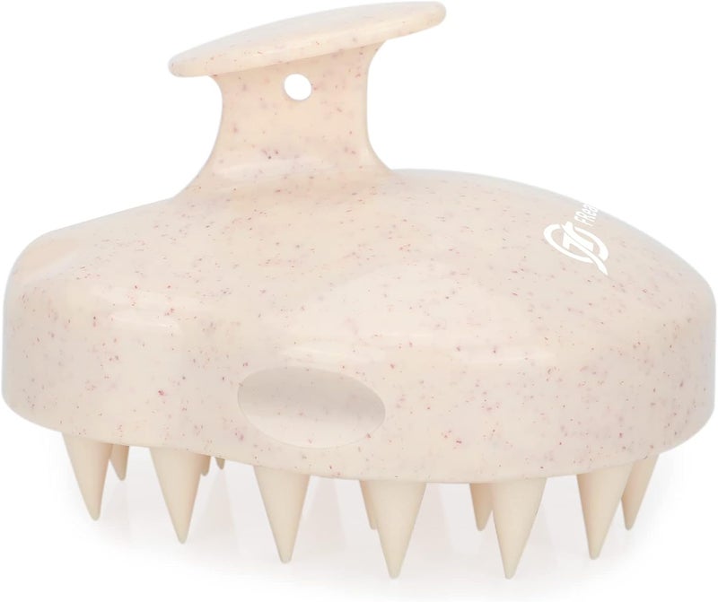 FREATECH Scalp Massager Shampoo Brush with Soft Silicone Bristles for Hair Growth and Scalp Care Shower Hair Brush Head Massager Scalp Scrubber Exfoliator for Dandruff Men Women Kids Beige