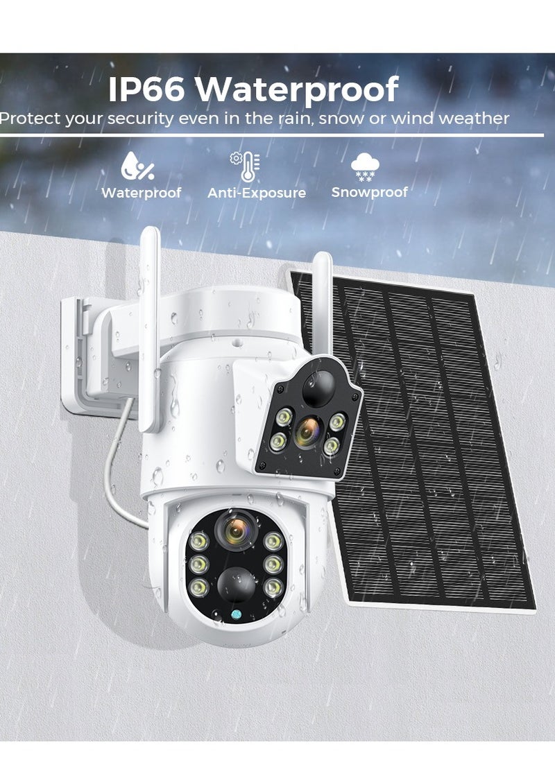 Generic - Solar Camera Outdoor 4MP Battery Camera Dual Lens Wireless Surveillance Camera iCsee APP Security Protection, PIR Motion Detection, with 64GB SD Card, 2.4GHz WiFi - Image 1