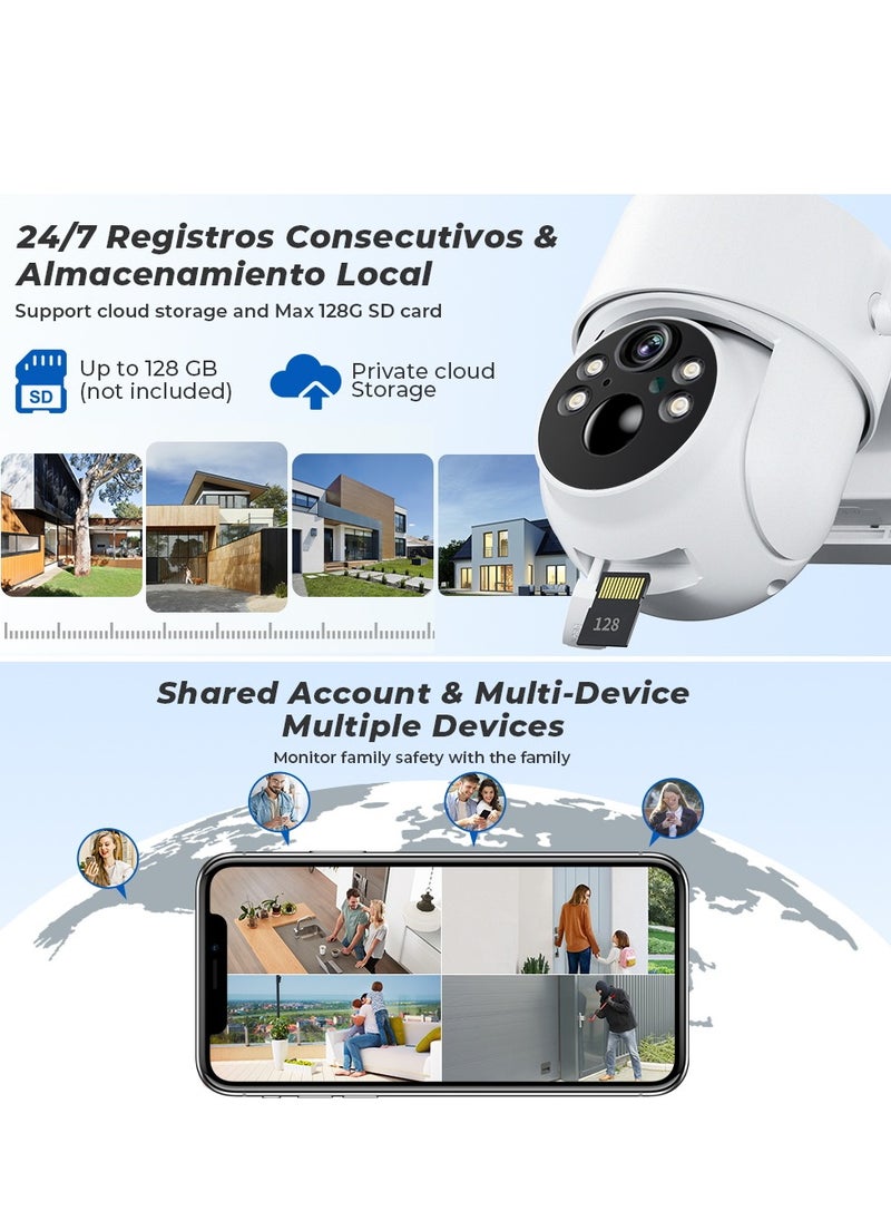 Generic - Solar Camera Outdoor 4MP Battery Camera Dual Lens Wireless Surveillance Camera iCsee APP Security Protection, PIR Motion Detection, with 64GB SD Card, 2.4GHz WiFi - Image 1