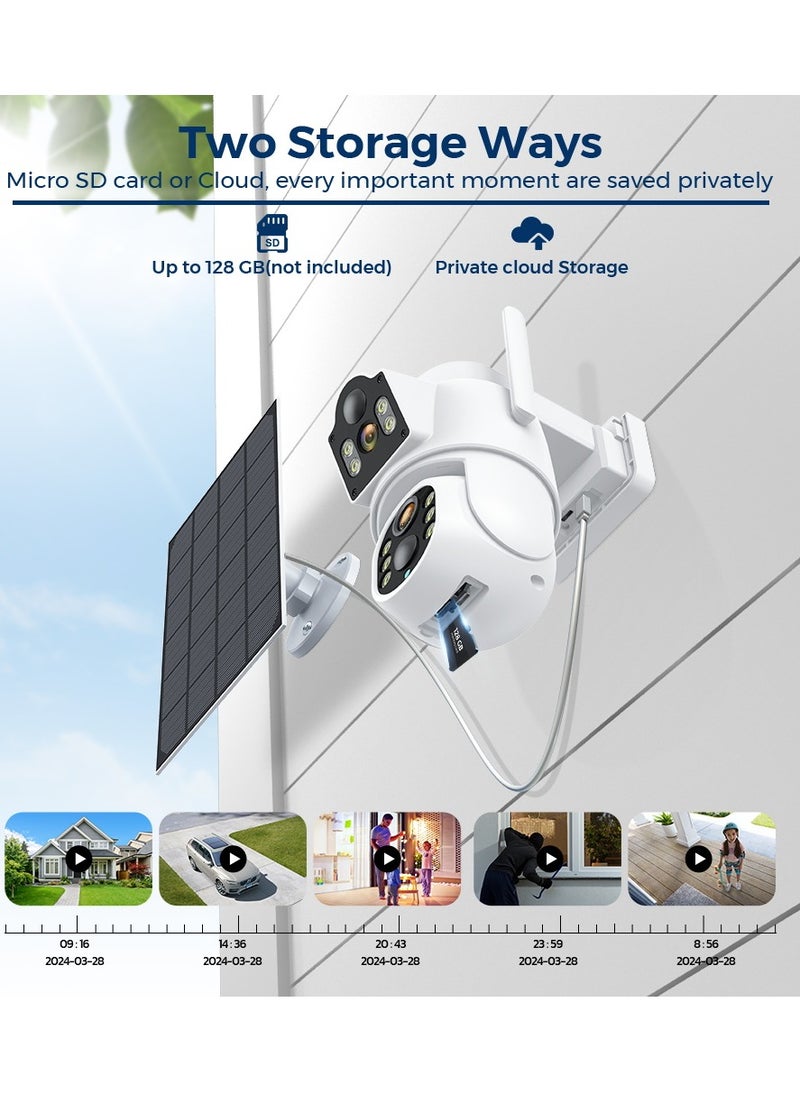 Generic - Solar Camera Outdoor 4MP Battery Camera Dual Lens Wireless Surveillance Camera iCsee APP Security Protection, PIR Motion Detection, with 64GB SD Card, 2.4GHz WiFi - Image 1