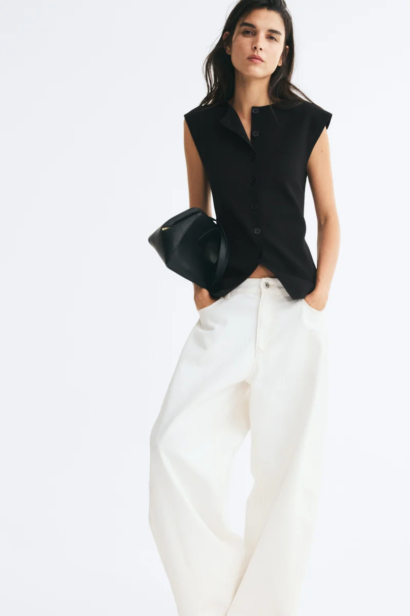 H&M  Boat-neck rib-knit waistcoat for Women | Best Price UAE