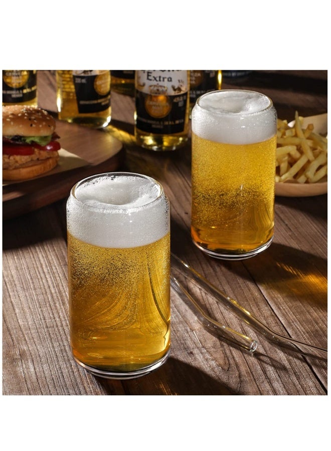 JOMILA [8pcs Set] Drinking Glasses with Glass Straw 16oz Can Shaped Glass Cups Glasses Iced Coffee Glasses Cute Tumbler Cup Ideal for Whiskey Soda Tea Water Gift - Image 4
