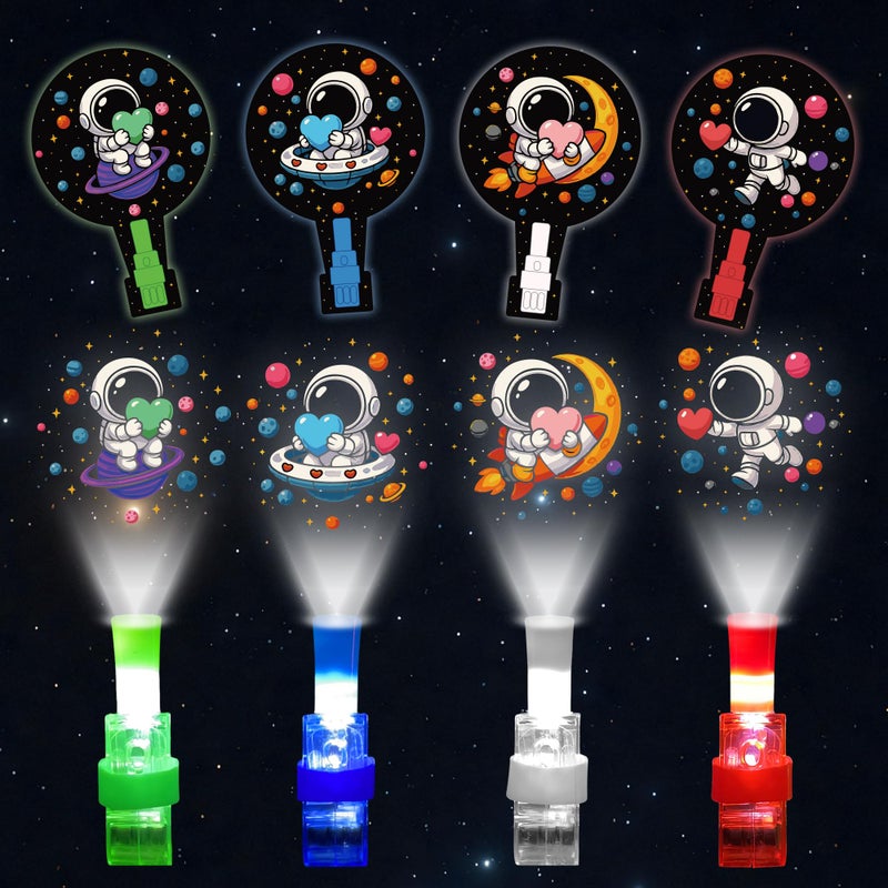 Gocozer 28 pack Valentines Day Gifts for Kids LED Finger Lights with Space Astronaut themed Valentines Cards for Kids Classroom Finger Flashlights Light Up Toys for Kids Bulk Preschool Valentines Gifts - Image 3