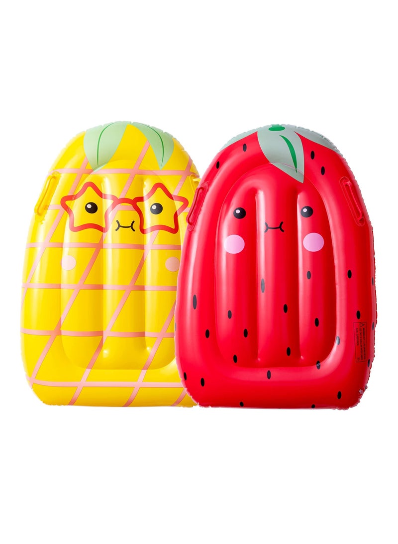 KASTWAVE Inflatable Boogie Boards for Kids, Swimming Pool Floating Boards, Surf Bodyboard with Handles Pineapple Strawberry, Learn to Swim Summer Water Fun Toys for Pool Beach Outdoor Party (2Pcs) - Image 1