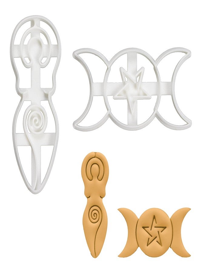 Bakerlogy Set of 2 Goddess Cookie Cutters - Triple & Spiral Goddess Designs, 2 Pieces - Image 1