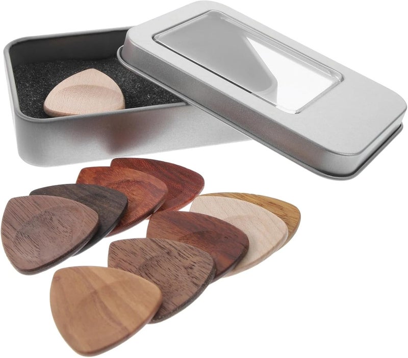 Wooden Guitar Picks 1 Box Durable Wood Guitar Pick Kit – Complete Set Of Musical Instrument Parts For Folk Electric Guitars & Ukuleles - Image 1