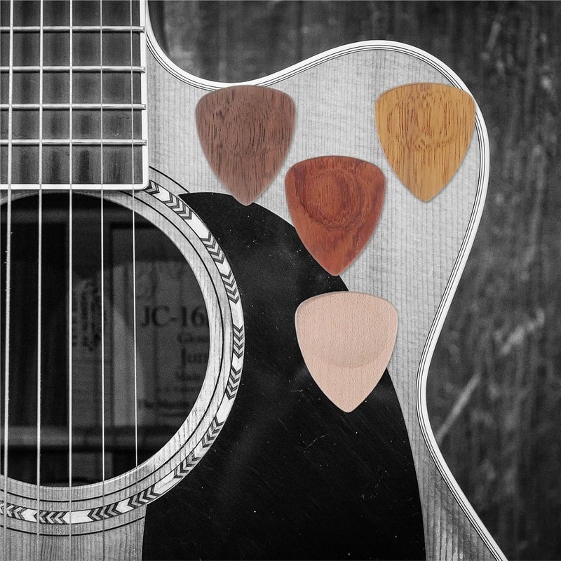 Wooden Guitar Picks 1 Box Durable Wood Guitar Pick Kit – Complete Set Of Musical Instrument Parts For Folk Electric Guitars & Ukuleles - Image 4