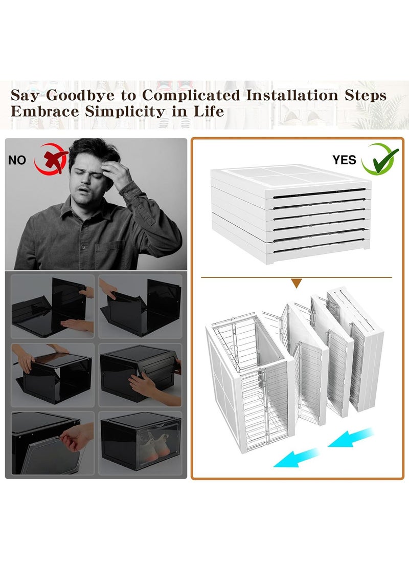 MissTiara - Shoe Storage Organizer, Clear Installation-free Foldable Shoe Rack Stackable Shoe Box Pack, Portable Cabinet Rack Magnetic Clear Doors Compact Foldable Space-Saving (6-Tier) - Image 1