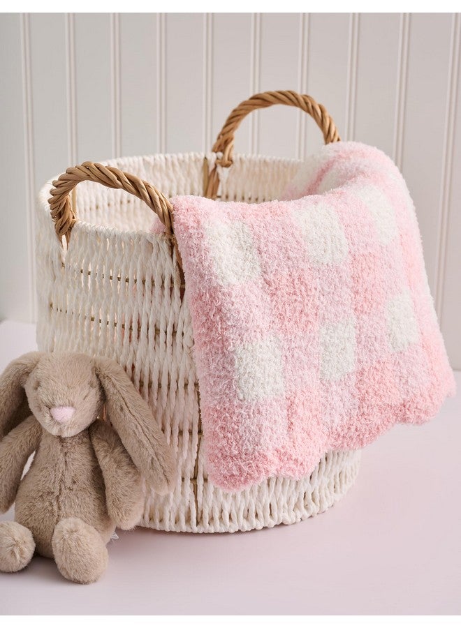 Mud Pie Children's Pink Gingham Chenille Blanket - Image 3