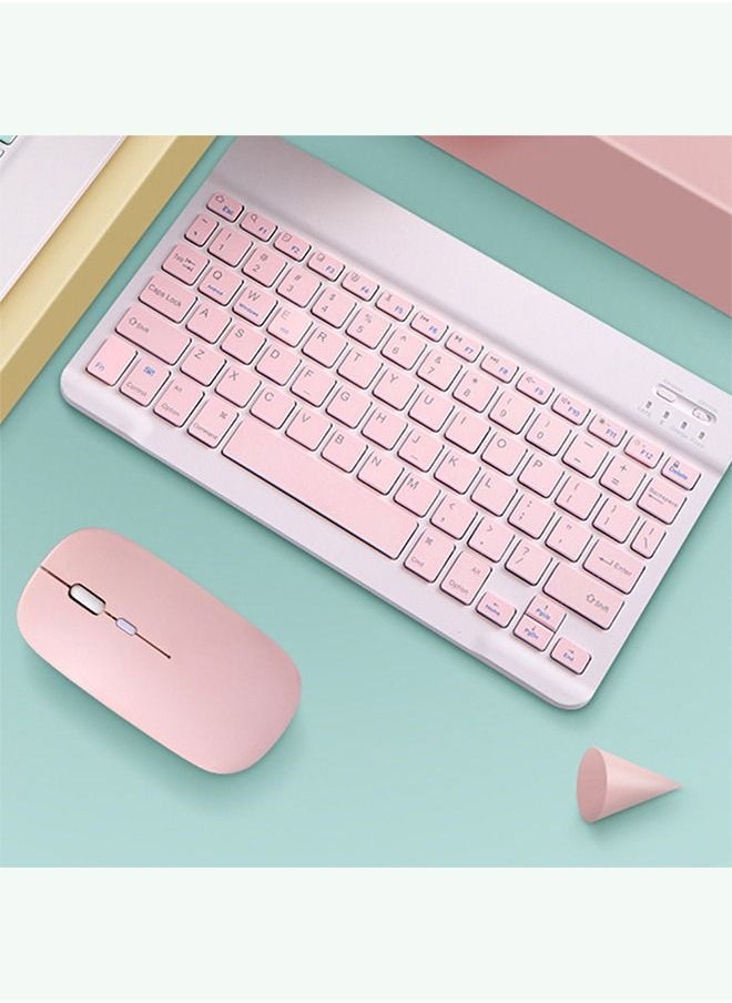 Y&D - Wireless Bluetooth Keyboard Mouse Set Three System Universal English 10inch Pink Lightweight Portable - Image 1