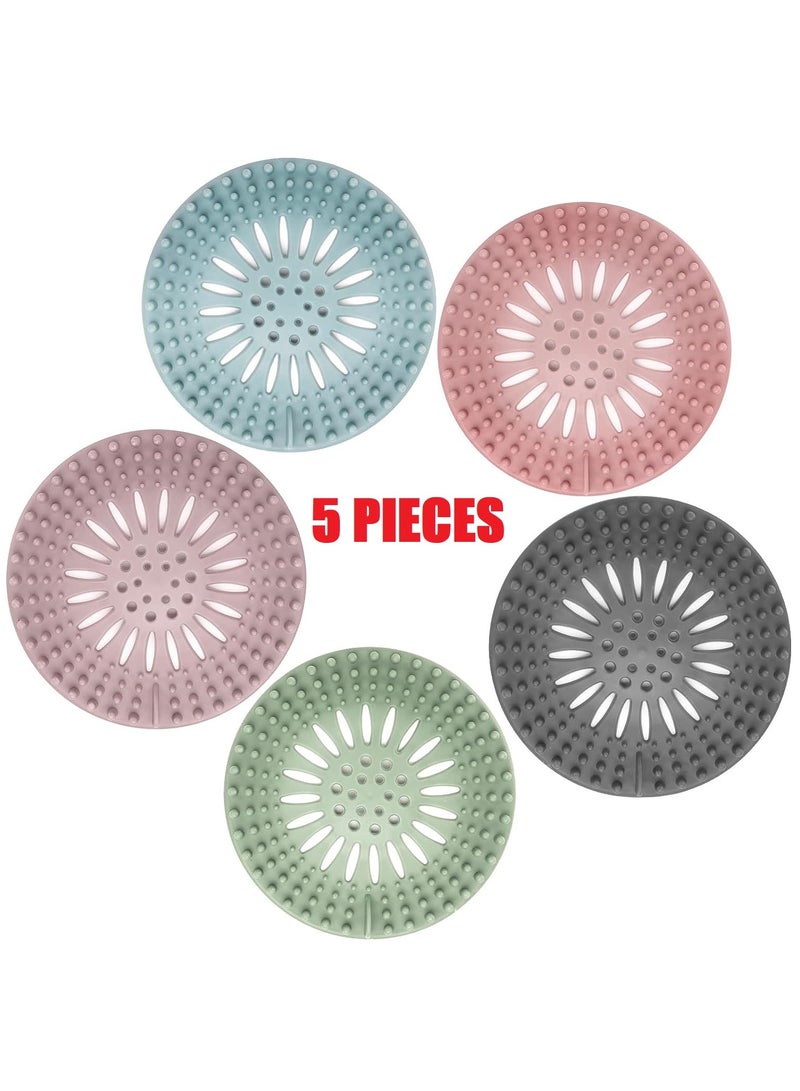 Hair Catcher Durable Silicone Hair Stopper Shower Drain Covers Easy to Install and Clean Suit for Bathroom Bathtub and Kitchen 5 Pack - Image 1