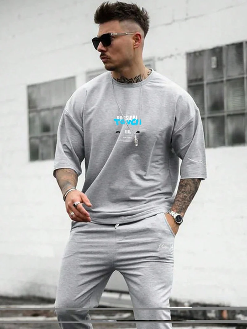 دوغ فش Oversize Printed Gray Color Casual T-Shirt 100% Cotton